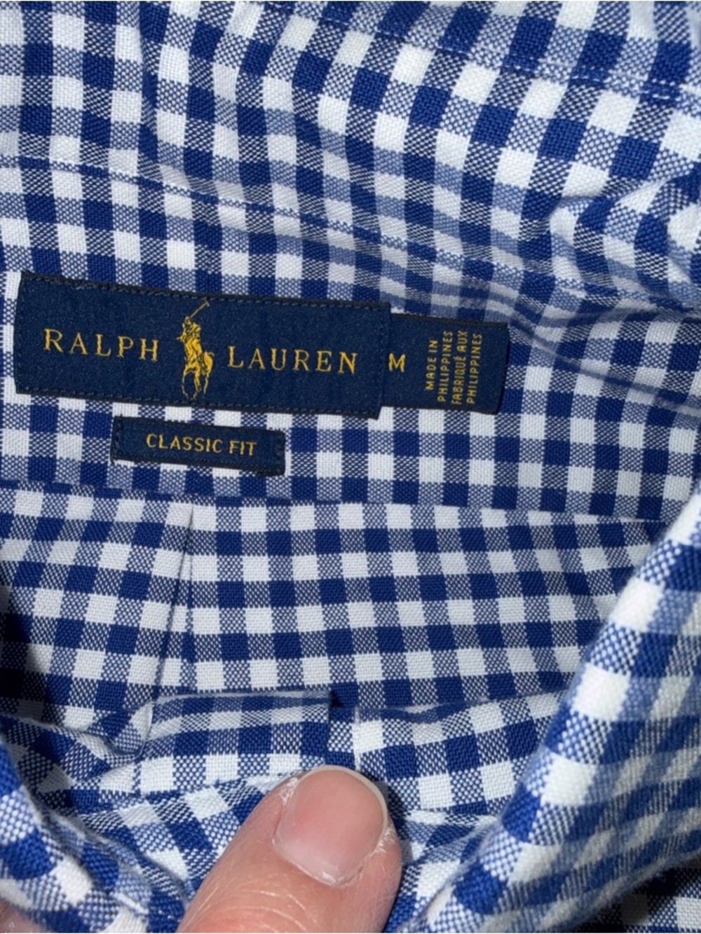 Ralph Lauren Blue and White Gingham Button-Down Shirt classic fit size medium - Picture 3 of 7
